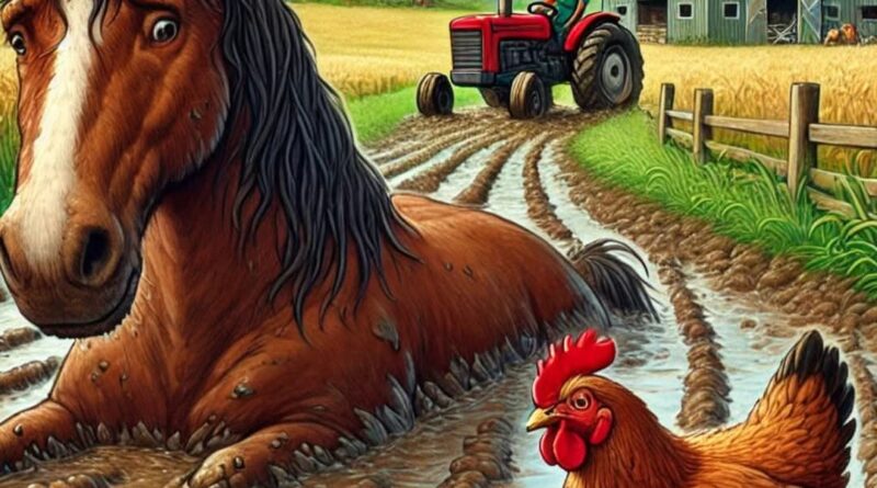 Cavalo é socorrido por uma Galinha
